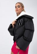 Dámská bunda lemovaným límcem a ekologickou kožešinou, černá, 97-9D-901-3-XL, Obrázek 3