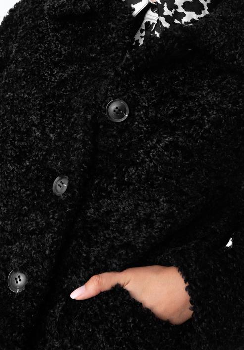 Dámská bunda z ekologické kožešiny, černá, 97-9W-002-5-M, Obrázek 5