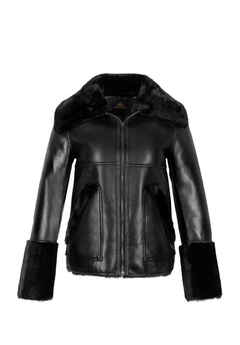 Dámská bunda z ekologické kůže podšitá ekologickou kožešinou, černá, 97-9W-001-1-XL, Obrázek 30