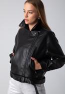 Dámská bunda z ekologické kůže s páskem, černá, 97-9P-104-1-XL, Obrázek 4