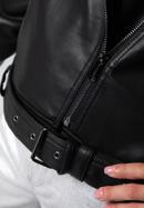 Dámská bunda z ekologické kůže s páskem, černá, 97-9P-104-Z-XL, Obrázek 5
