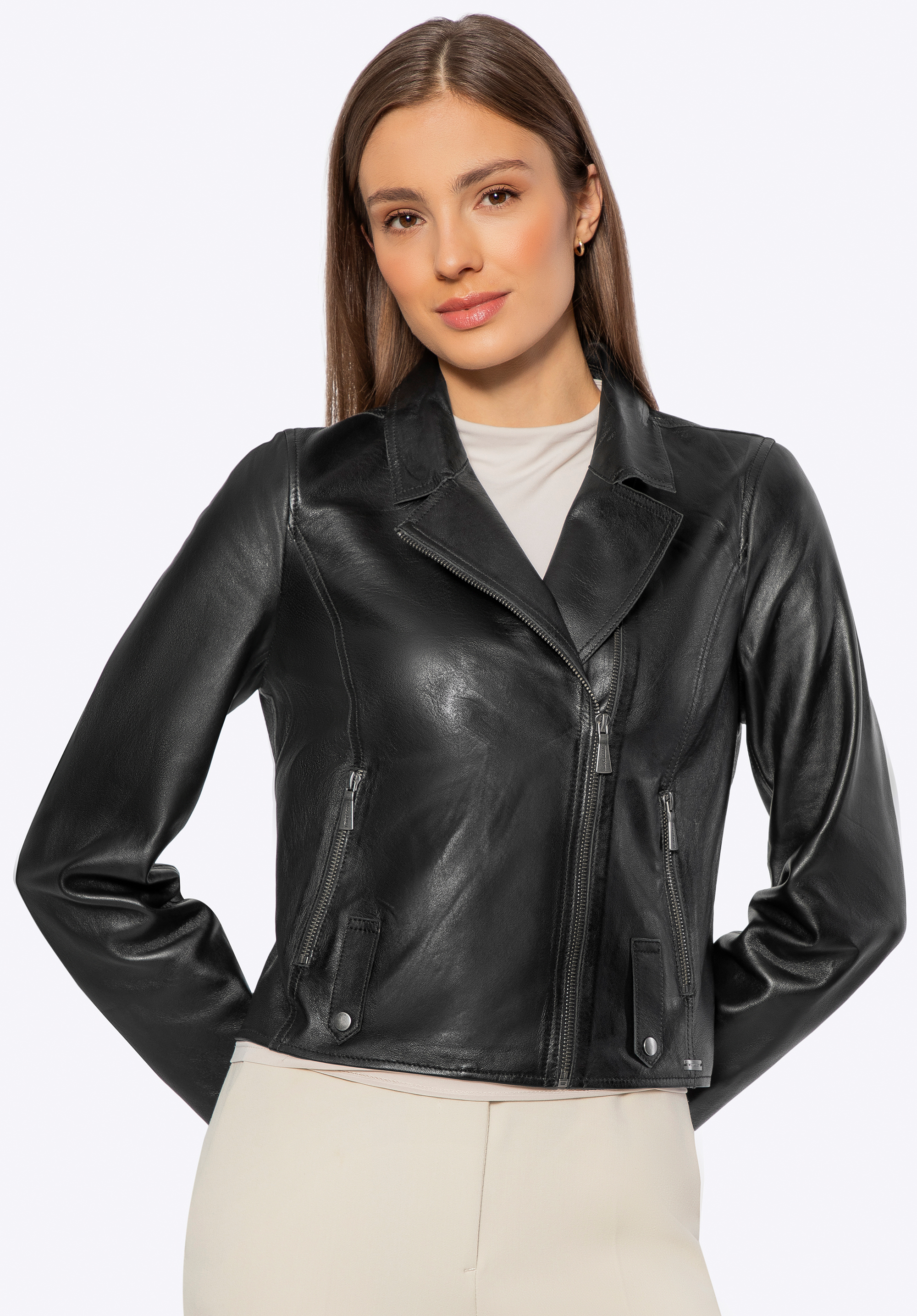 Dámská bunda z ovčí kůže, černá, 100-09-400-1-S, Obrázek 1