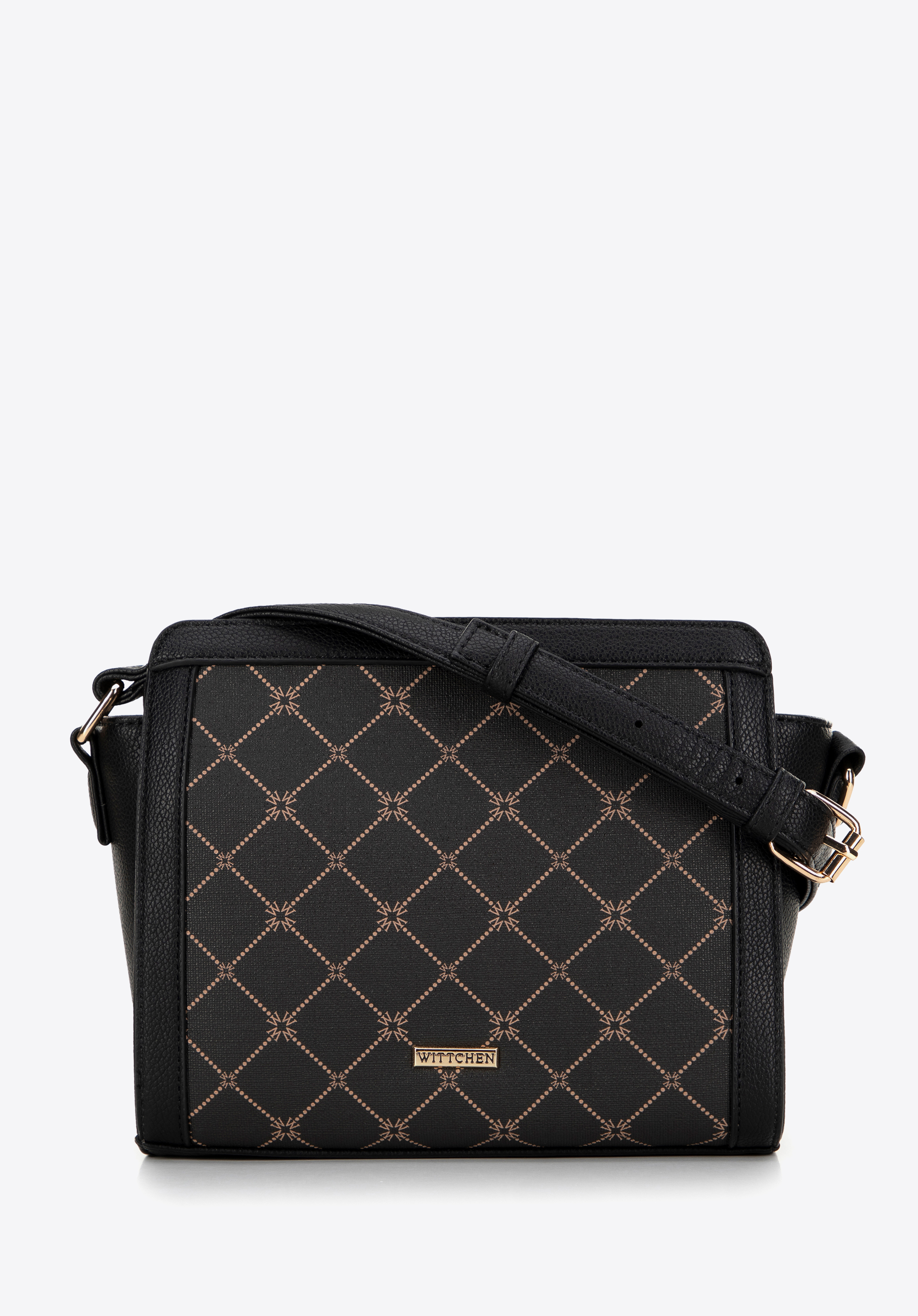 Dámská crossbody kabelka s monogramem, černá, 99-4Y-501-1, Obrázek 1