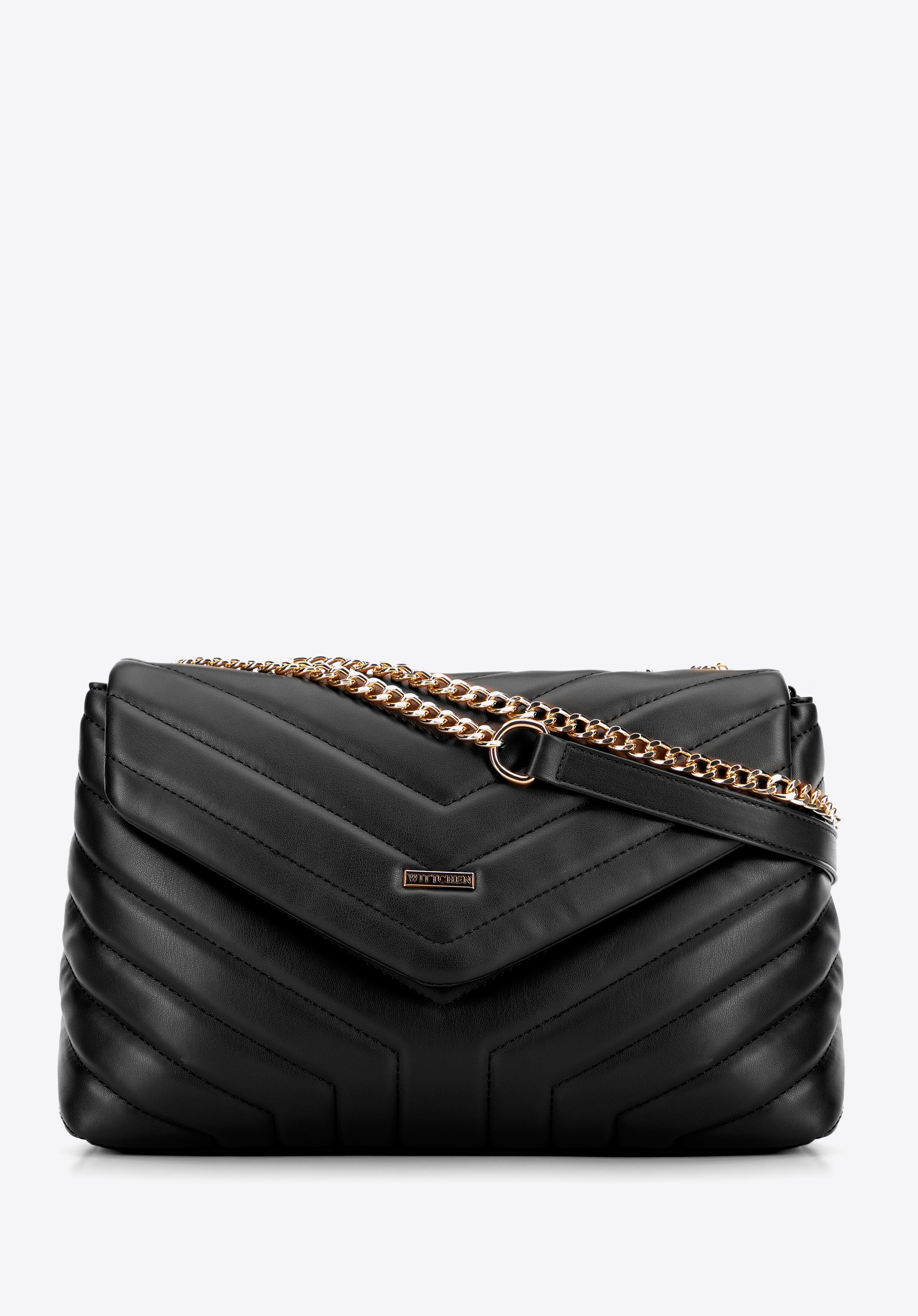 Dámská crossbody kabelka s řetízkovým detailem, černá, 99-4Y-514-P, Obrázek 1