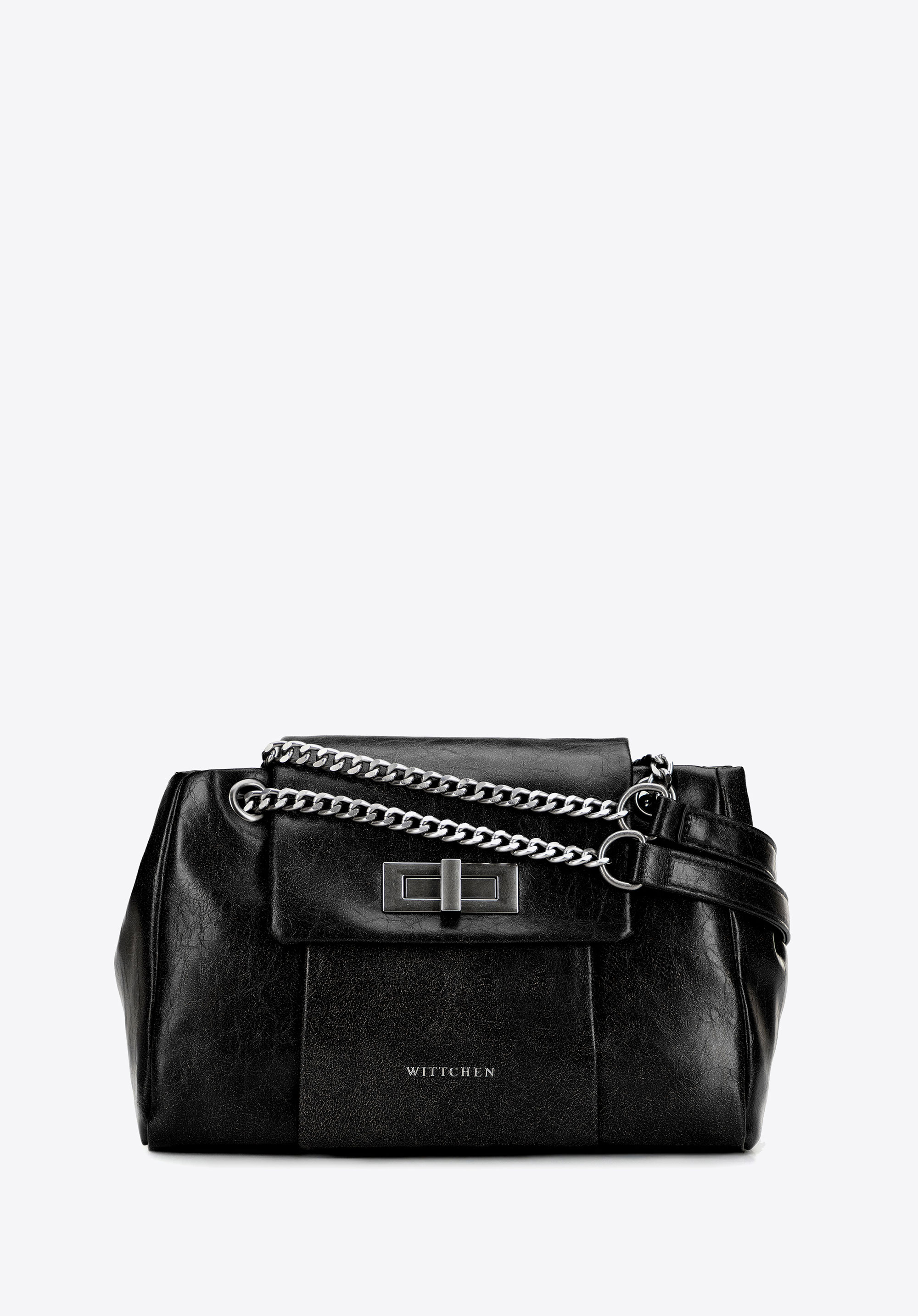 Dámská crossbody kabelka z umělé kůže s řetízkovým popruhem, černá, 101-4Y-410-1, Obrázek 1