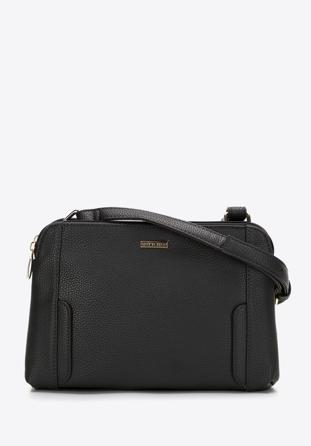 Dámská dvoukomorová kabelka z ekologické kůže s ozdobnými klopami, černá, 97-4Y-613-1, Obrázek 1