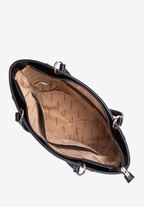 Dámská kabelka ekologické kůže s ozdobnými kolečky, černá, 97-4Y-631-5, Obrázek 4