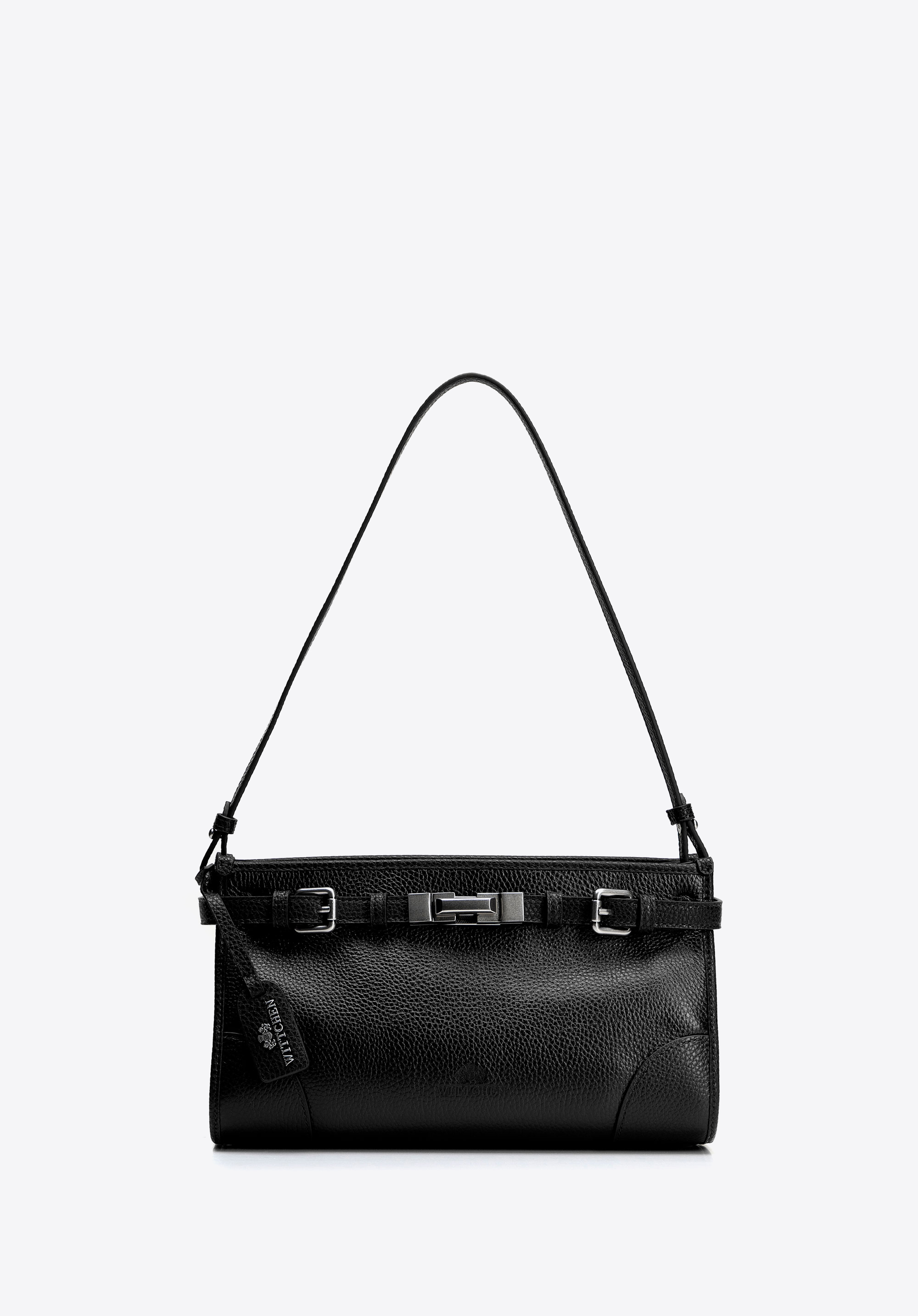 Dámská kabelka přes rameno s ozdobným popruhem, černá, 101-4E-219-1, Obrázek 1