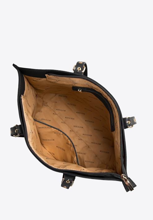 Dámská kabelka s nýtovanými popruhy, černá, 97-4Y-771-1, Obrázek 4
