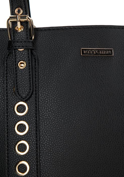 Dámská kabelka s nýtovanými popruhy, černá, 97-4Y-771-5, Obrázek 5
