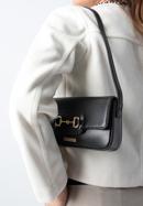 Dámská kabelka s ozdobnou přezkou na klopě, černá, 97-4Y-761-P, Obrázek 15