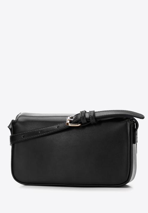 Dámská kabelka s ozdobnou přezkou na klopě, černá, 97-4Y-761-P, Obrázek 2