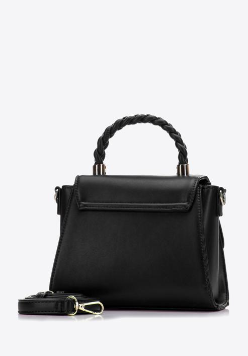 Dámská kabelka s pletenou rukojetí, černá, 97-4Y-221-1, Obrázek 2