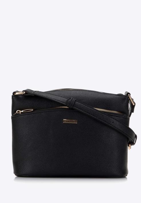 Dámská kabelka s přední kapsou, černá, 98-4Y-216-9, Obrázek 1