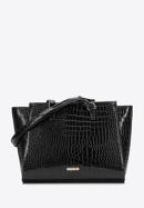 Dámská kabelka vyrobená z ekologické kůže s exotickou texturou, černá, 97-4Y-751-1, Obrázek 1