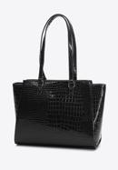 Dámská kabelka vyrobená z ekologické kůže s exotickou texturou, černá, 97-4Y-751-1, Obrázek 3