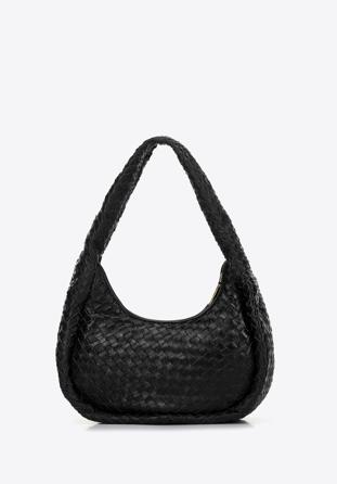 Dámská kabelka vyrobená z tkané kůže, černá, 97-4E-509-1, Obrázek 1