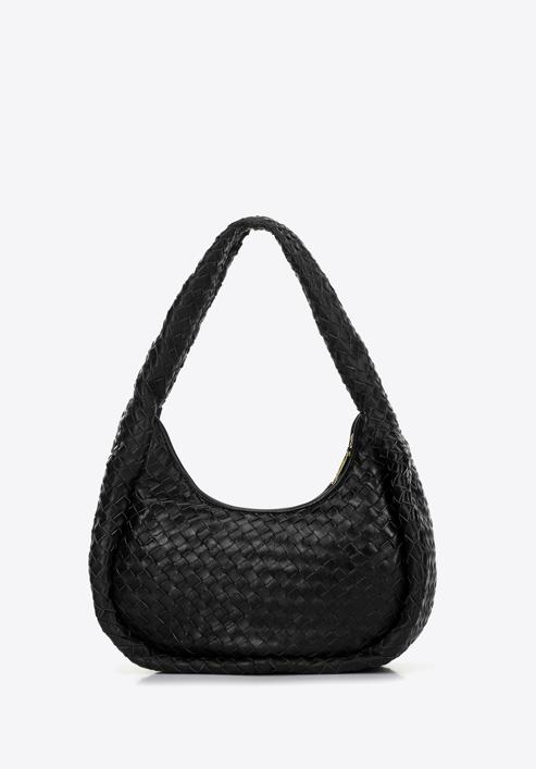 Dámská kabelka vyrobená z tkané kůže, černá, 97-4E-509-1, Obrázek 2