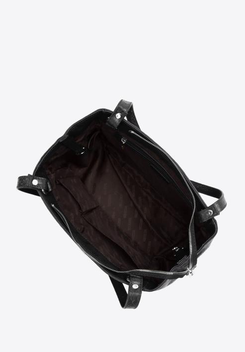 Dámská kabelka vyrobená ze dvou druhů kůže, černá, 97-4E-003-Z, Obrázek 5