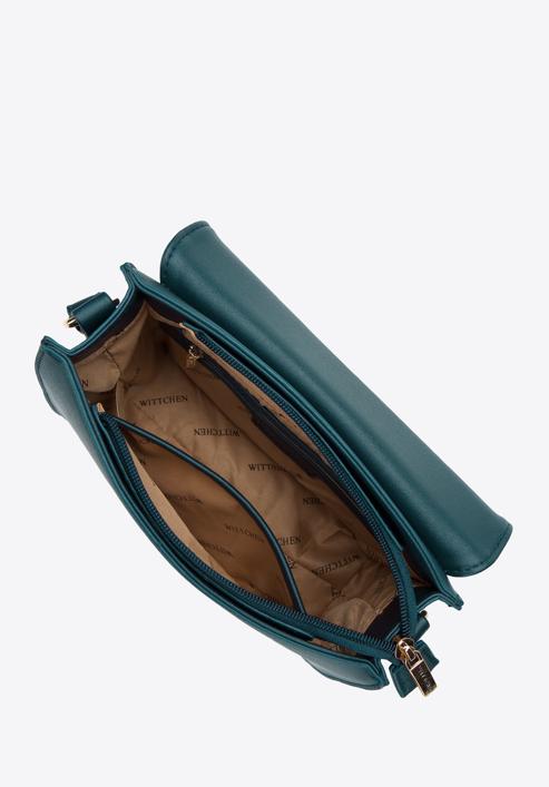 Dámská kabelka z ekologické kůže s klopou, tmavě tyrkysová, 97-4Y-601-1, Obrázek 3