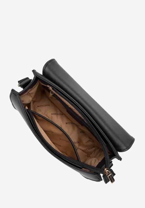 Dámská kabelka z ekologické kůže s klopou, černá, 97-4Y-601-N, Obrázek 3