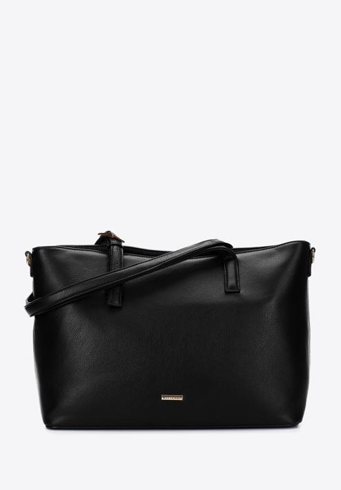 Dámská kabelka  z ekologické kůže s ozdobnou přezkou, černá, 97-4Y-527-9, Obrázek 1