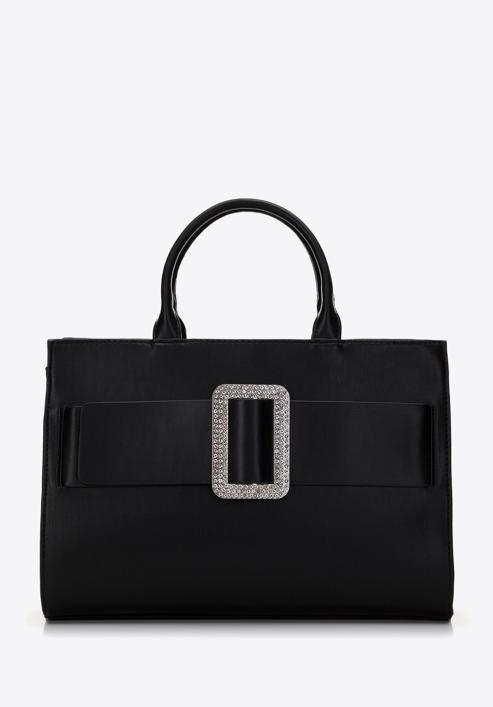 Dámská kabelka z ekologické kůže s ozdobnou sponou, černá, 97-4Y-757-1, Obrázek 1