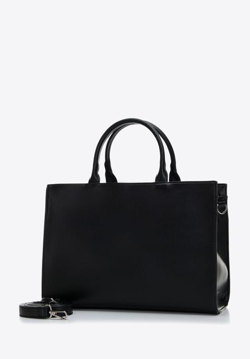 Dámská kabelka z ekologické kůže s ozdobnou sponou, černá, 97-4Y-757-1, Obrázek 2