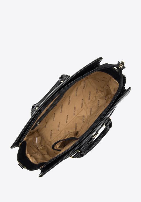 Dámská kabelka z ekologické kůže s ozdobným popruhem, černá, 97-4Y-217-1, Obrázek 3