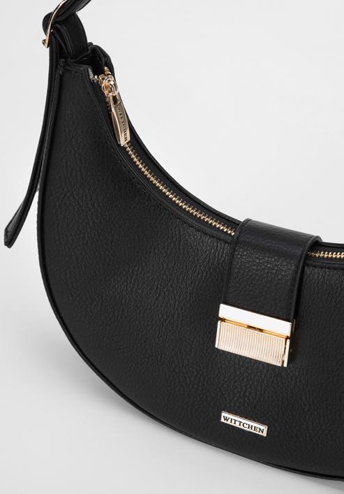 Dámská kabelka z ekologické kůže s přezkou, černá, 97-4Y-210-1, Obrázek 4
