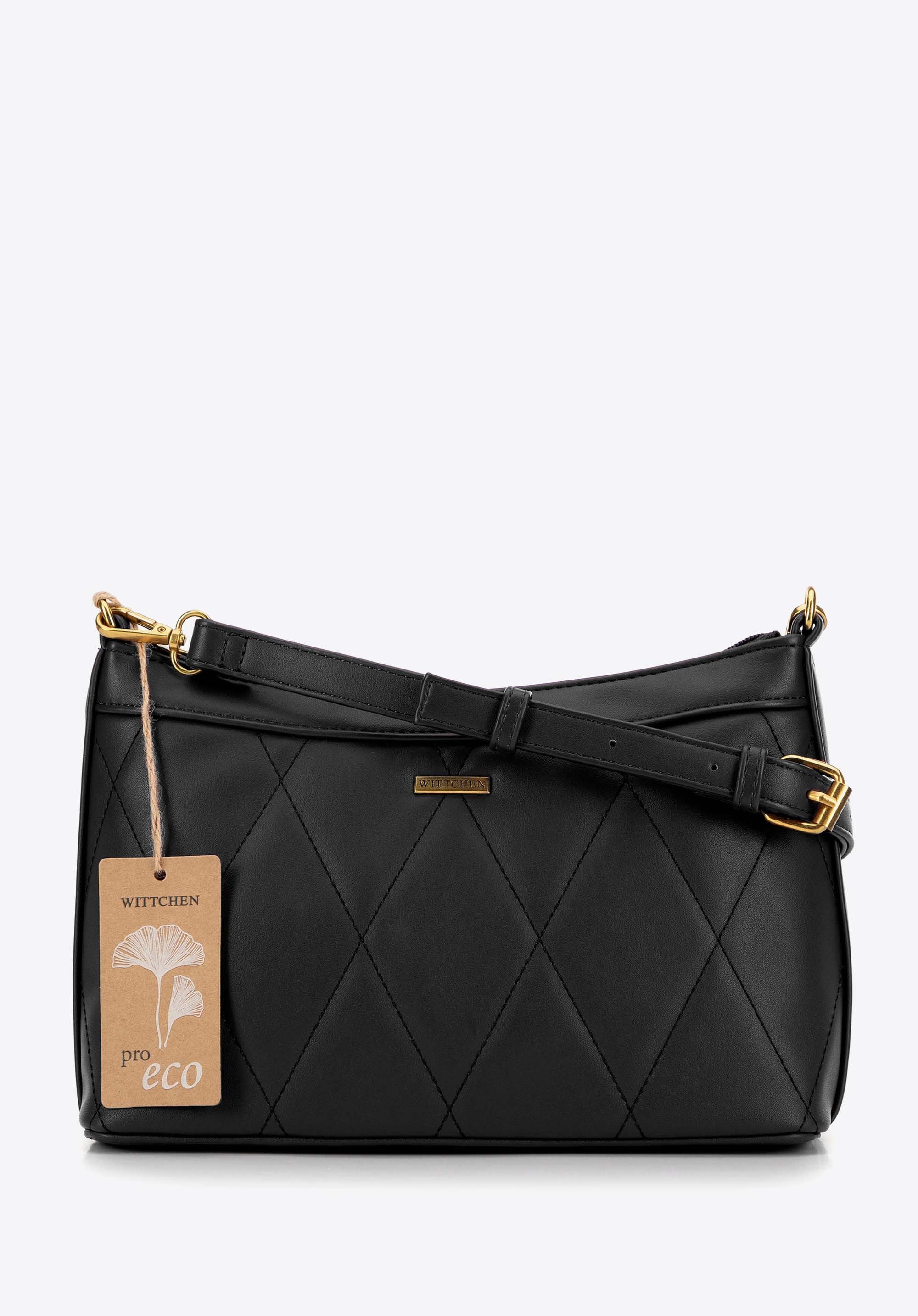 Dámská kabelka z ekologické kůže s prošíváním, černá, 99-4Y-210-P, Obrázek 1