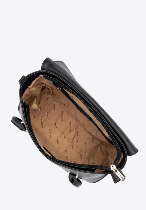 Dámská kabelka  z ekologické kůže s vykrojenou klopou, černá, 97-4Y-600-N, Obrázek 3