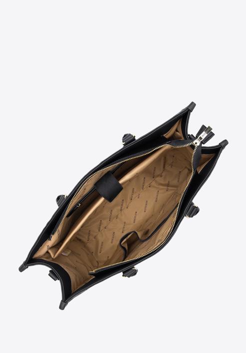 Dámská kabelka z ekologické kůže s vyraženým monogramem, černá, 97-4Y-227-4, Obrázek 3