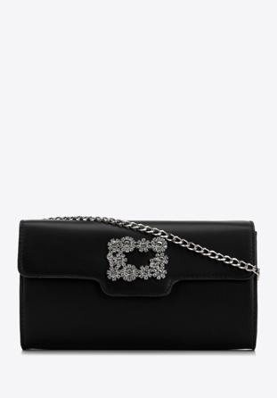 Dámská kabelka z hladké ekologické kůže s přezkou s krystaly, černá, 98-4Y-026-1, Obrázek 1