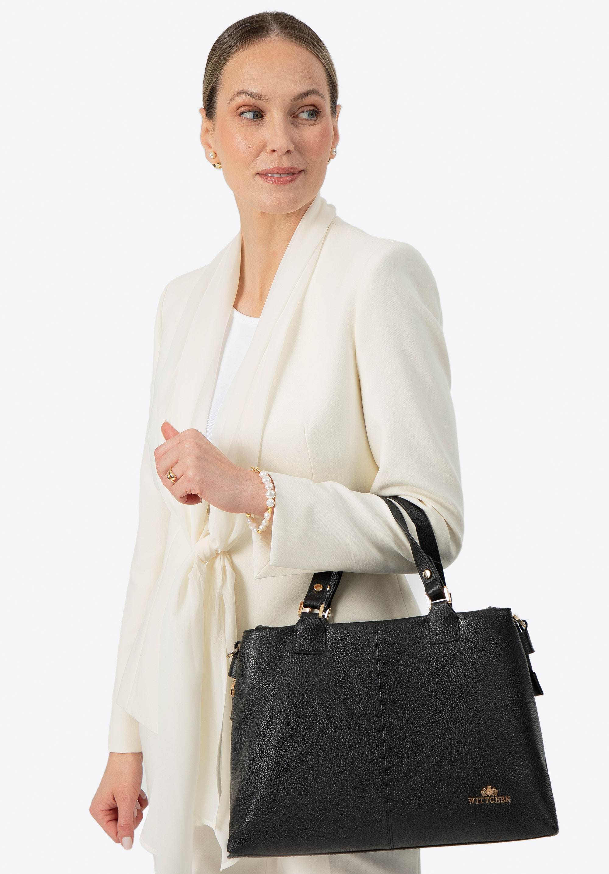 Dámská kabelka  z hrachové kůže, černá, 100-4E-805-1, Obrázek 1