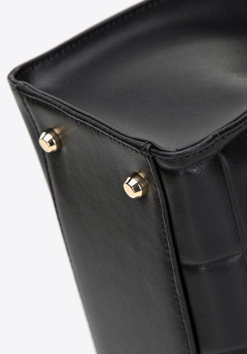 Dámská kabelka z přírodní kůže s ozdobnou přezkou, černá, 97-4E-615-5, Obrázek 5