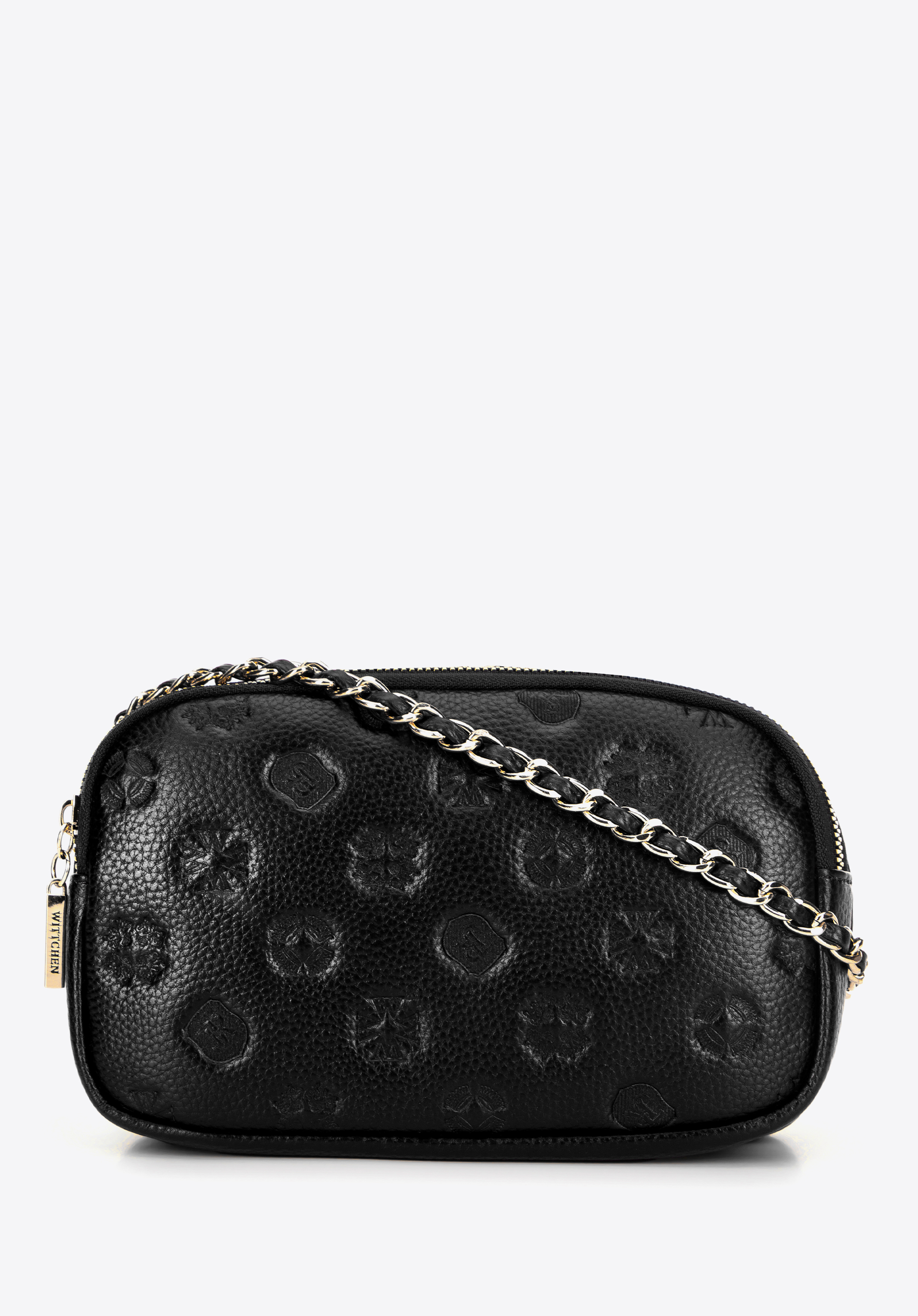 Dámská kožená crossbody kabelka s řetízkovým popruhem přes rameno, černá, 99-4E-305-1, Obrázek 1