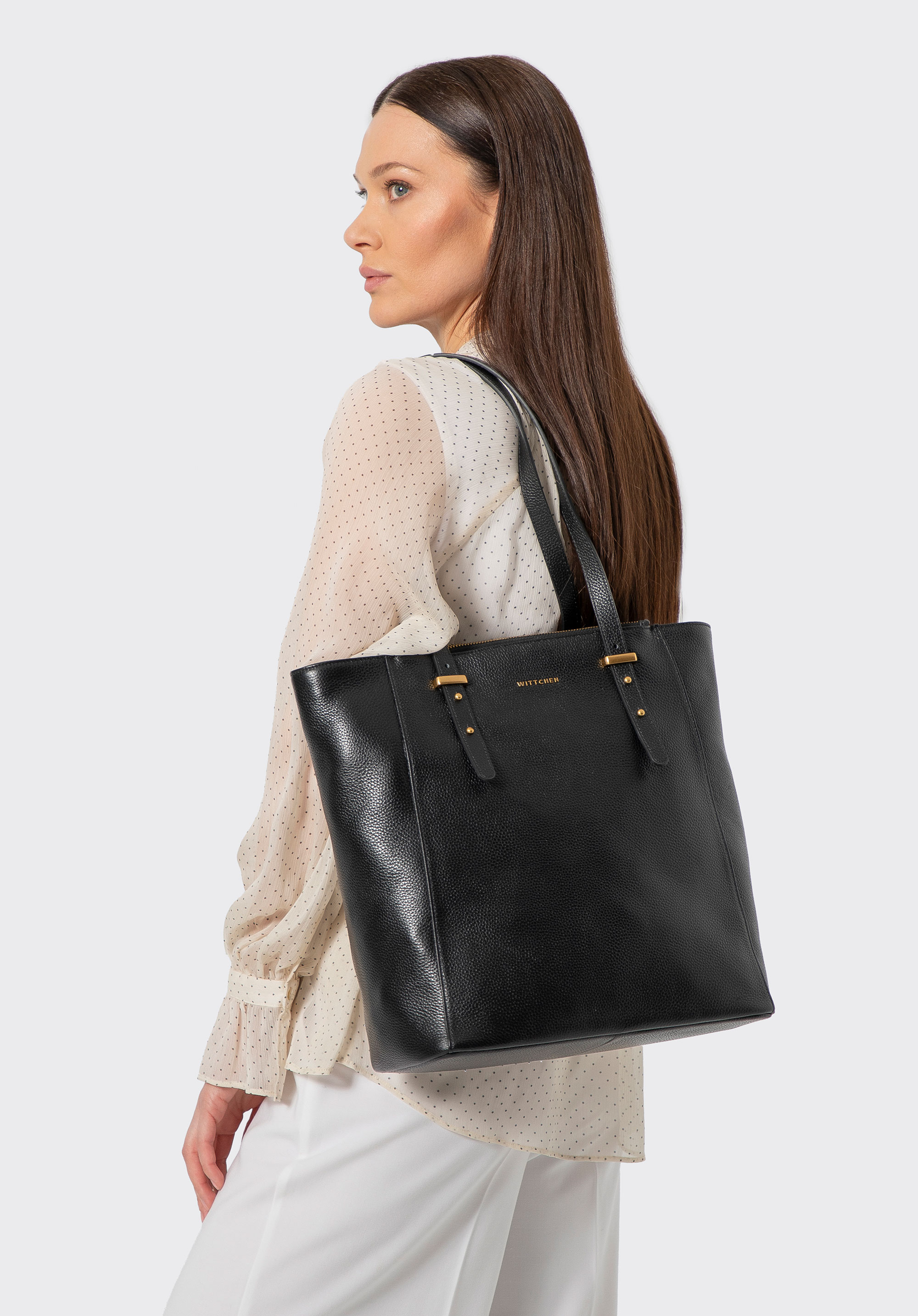 Dámská kožená kabelka, černá, 100-4E-630-1, Obrázek 1