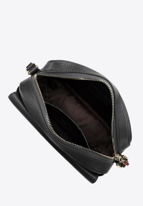 Dámská kožená kabelka s klopou, černá, 98-4E-619-0, Obrázek 3