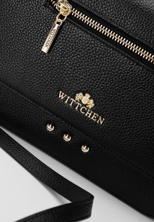 Dámská kožená kabelka s kulatými nýty, černá, 98-4E-627-9, Obrázek 4