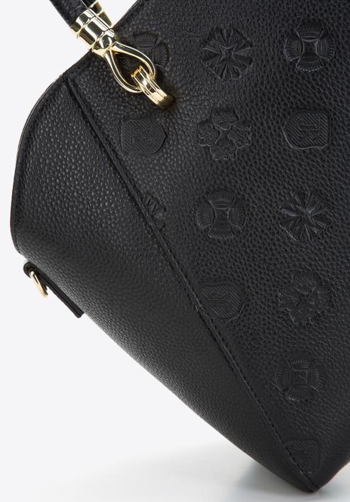 Dámská kožená kabelka s monogramem, černá, 97-4E-625-3, Obrázek 4