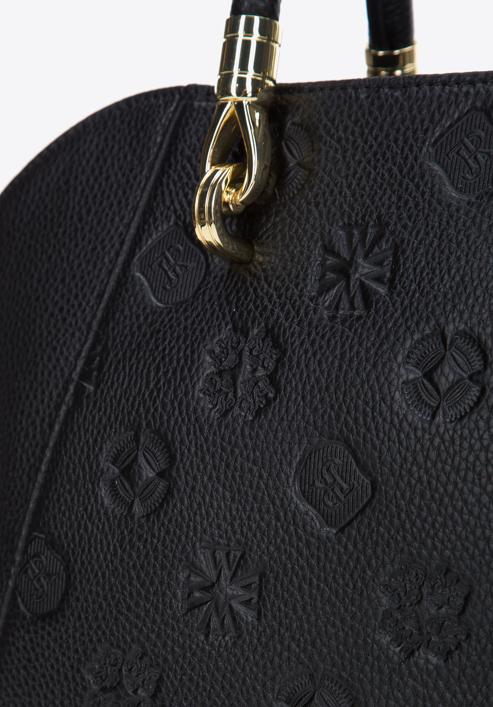 Dámská kožená kabelka s monogramem, černá, 97-4E-625-3, Obrázek 5