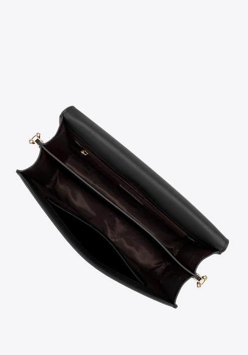 Dámská kožená kabelka s písmenem "W", černá, 98-4E-202-9, Obrázek 3