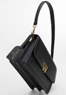 Dámská kožená kabelka s písmenem "W", černá, 98-4E-202-9, Obrázek 4