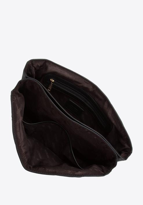 Dámská kožená kabelka se širokým prošíváním, černá, 97-4E-028-9, Obrázek 4