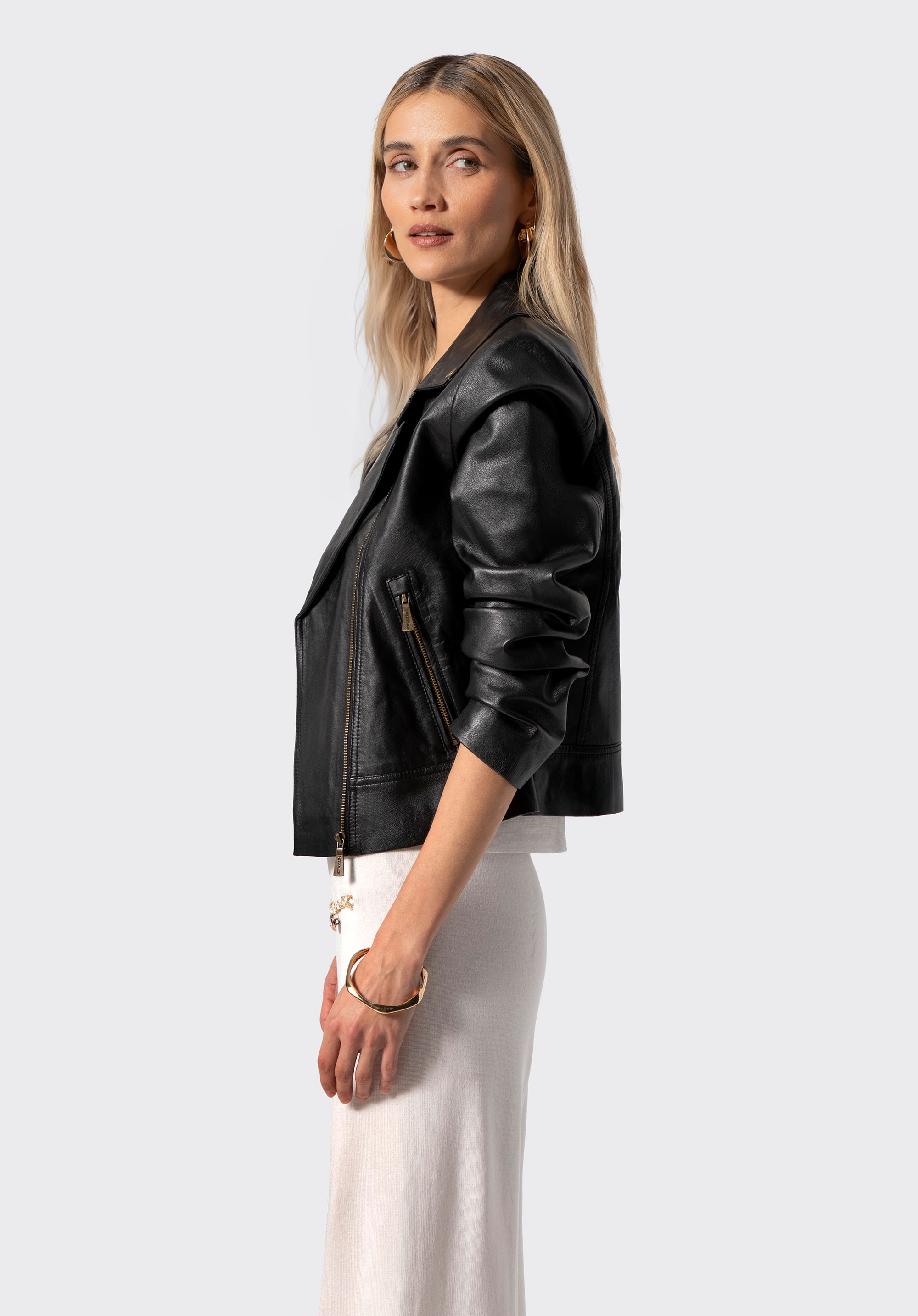 Dámská kožená motorkářská bunda, černá, 100-09-804-1-L, Obrázek 1