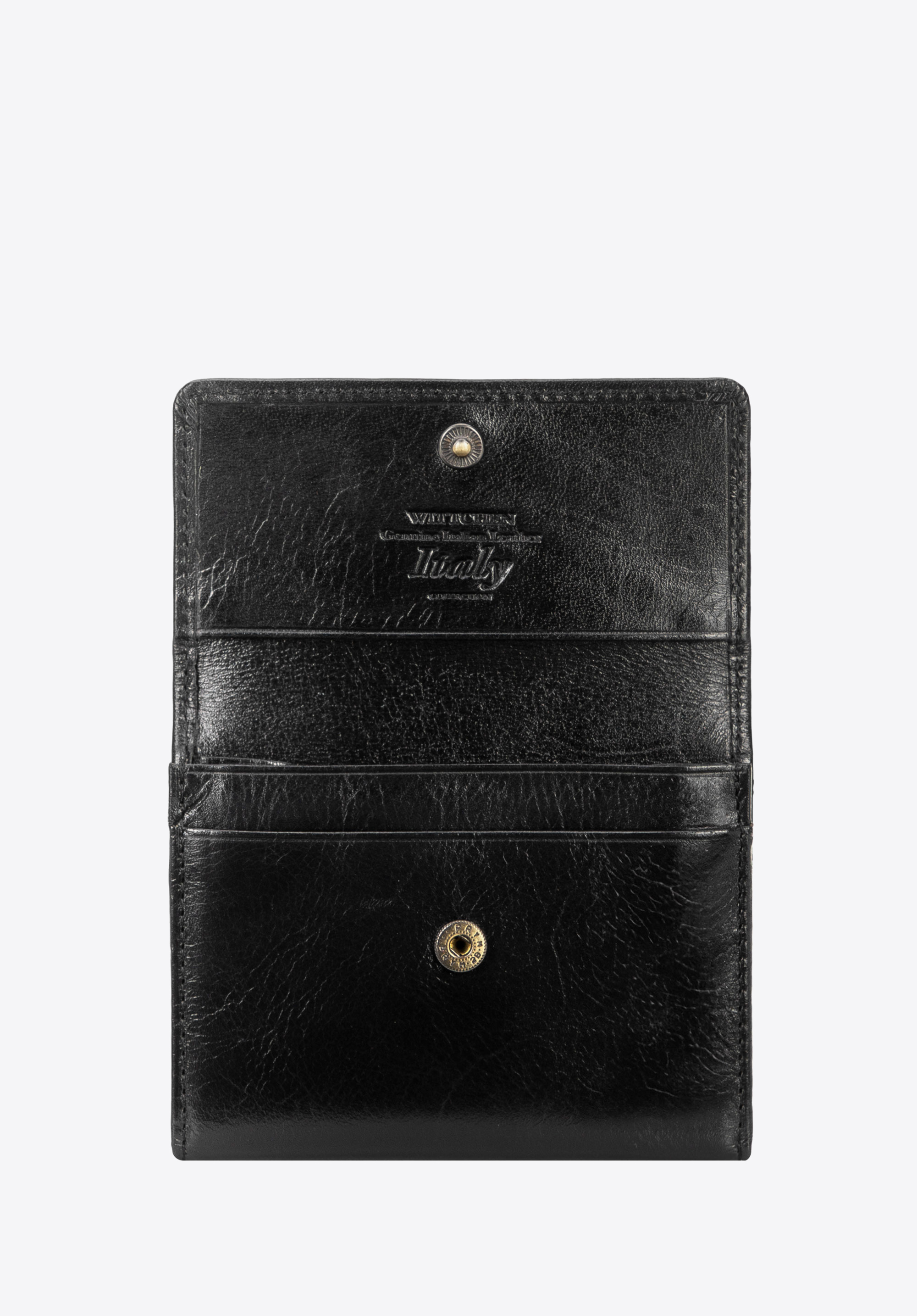 Dámská kožená peněženka se zapínáním na patentní knoflík, černá, 21-1-034-L10, Obrázek 1