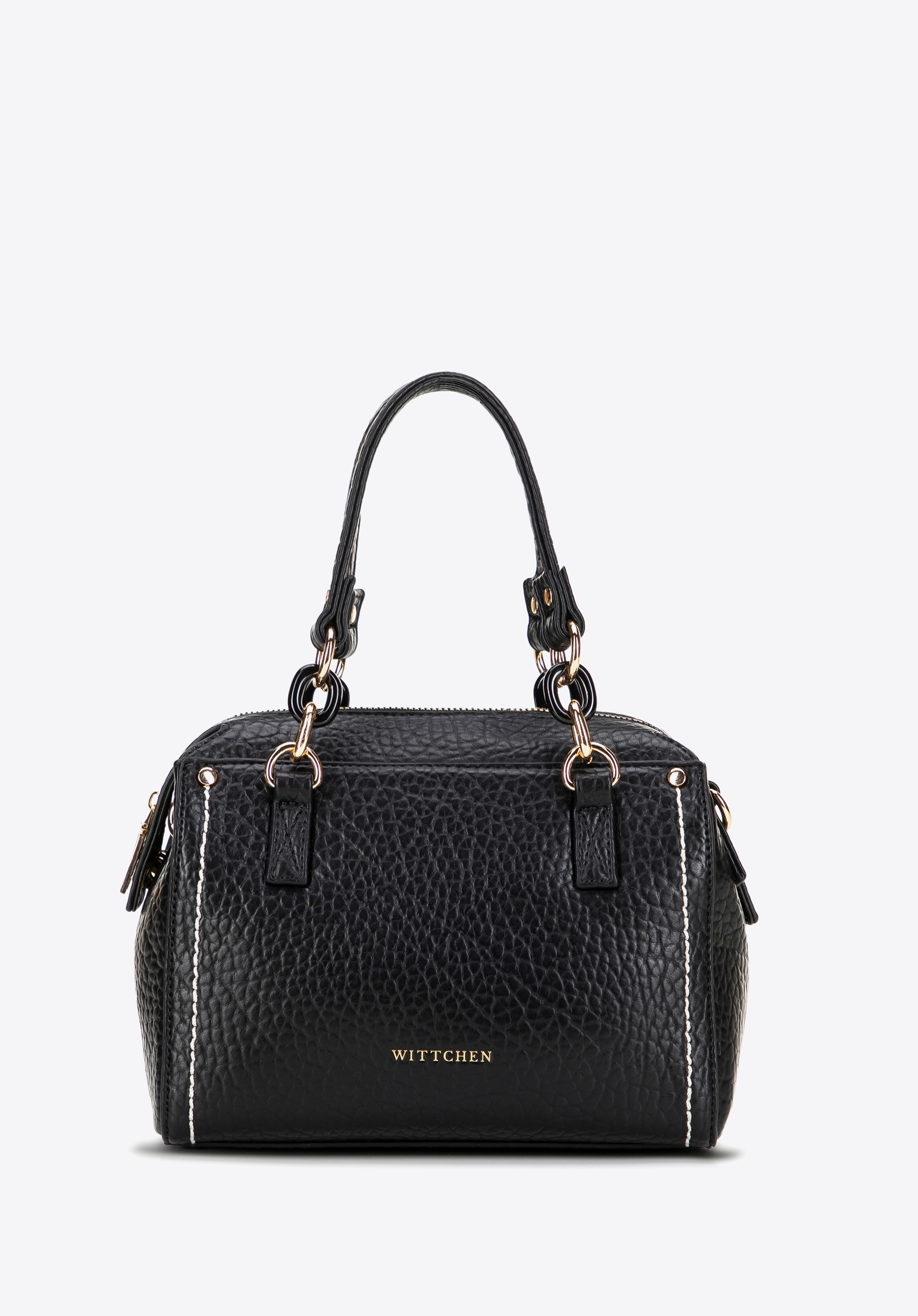 Dámská koženková taška s kontrastním prošíváním, černá, 101-4Y-707-1, Obrázek 1