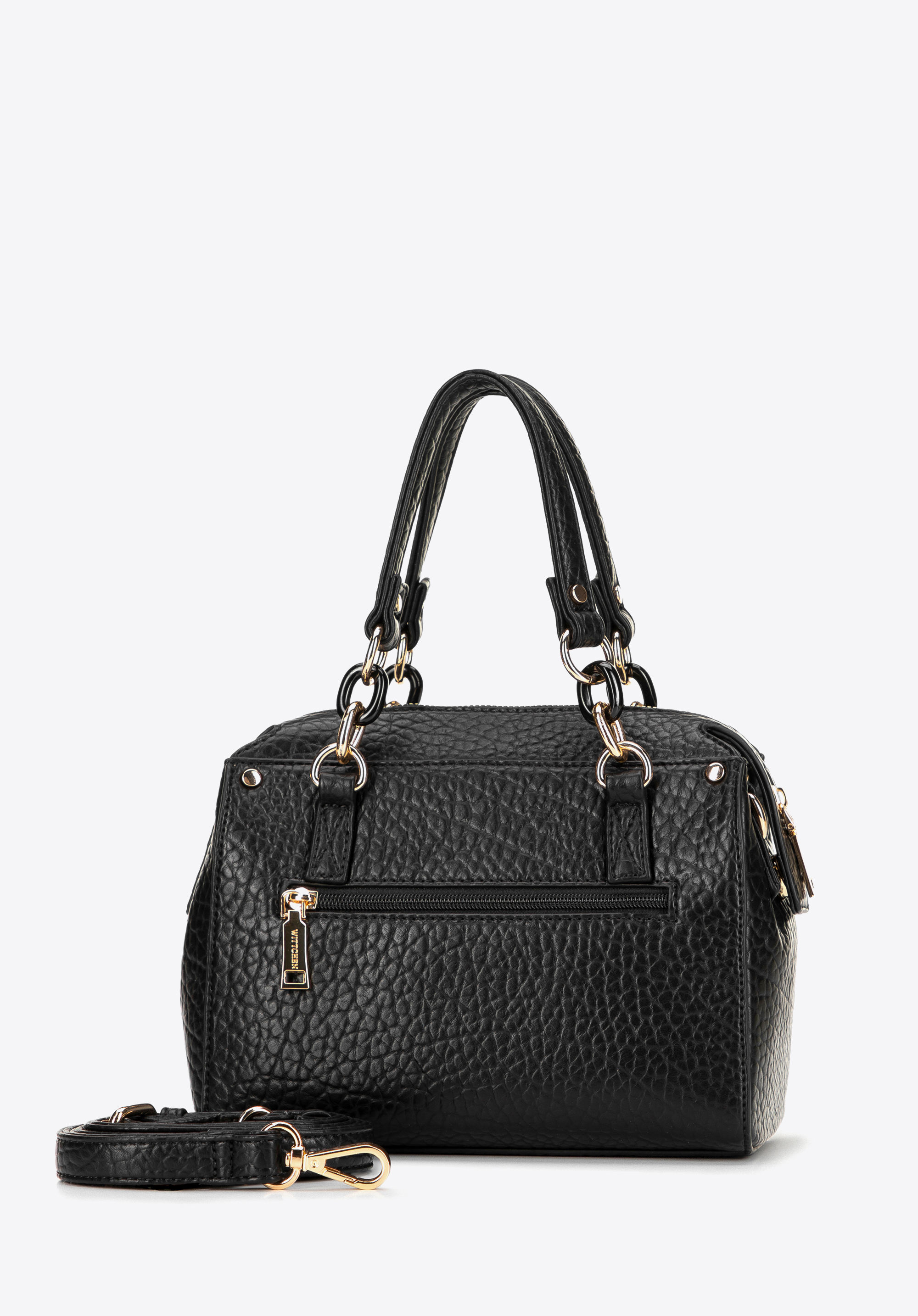 Dámská koženková taška s kontrastním prošíváním, černá, 101-4Y-707-1, Obrázek 1