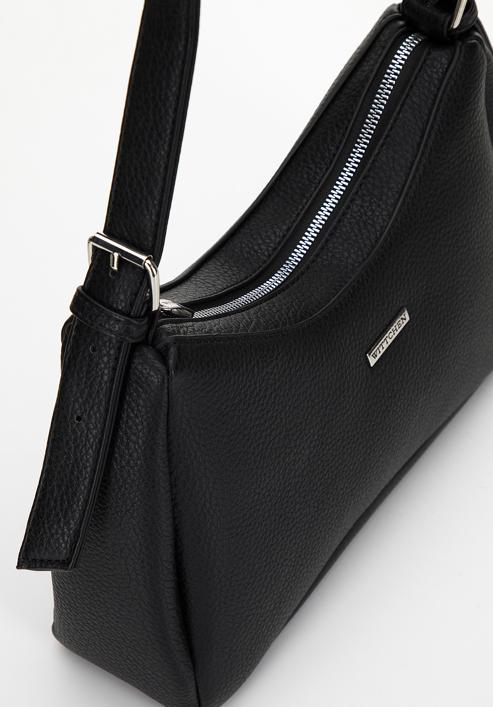Dámská lichoběžníková kabelka z ekologické kůže s prošíváním, černá, 98-4Y-600-0, Obrázek 4